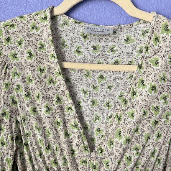 Women's Dress Forum Green Multi Pattern Small Maxi V Neck Long Sleeve Leg Slit - Picture 8 of 11